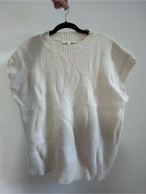 Sleeveless Ribbed Crewneck Sweater Vest in Cream by Banana Republic
